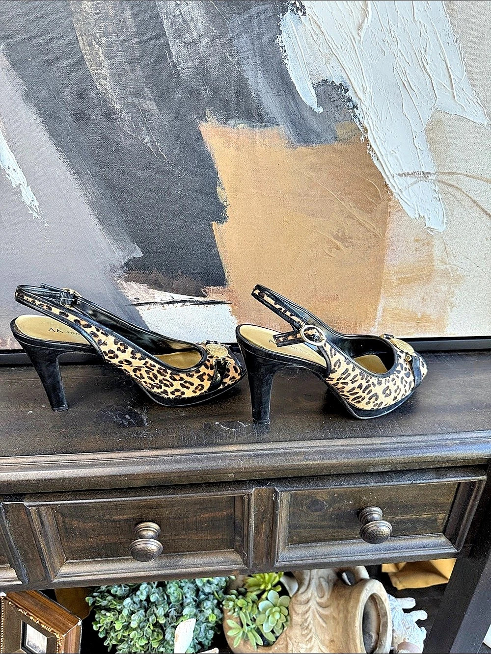 Anne Klein Leopard Print Slingback Heels